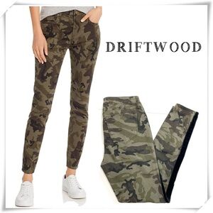 Driftwood Jackie Camo Side Stripe Skinny Pants Military Green
